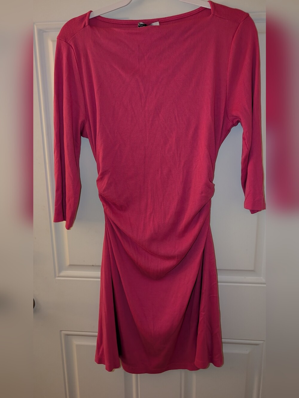 Michael Stars Pink Ruched-Side Midi Dress